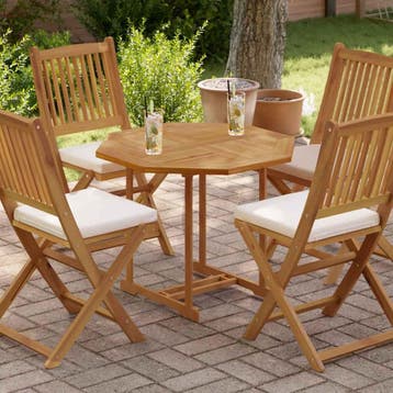 vidaXL Tafelblad achthoekig 80x80x2,5 cm massief teakhout, Verzenden, Nieuw