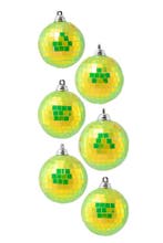 6x Discobal Ø 6 cm Klein Iridescent Geel Discobol Spiegelbol, Ophalen of Verzenden, Nieuw, Feestartikel, Carnaval