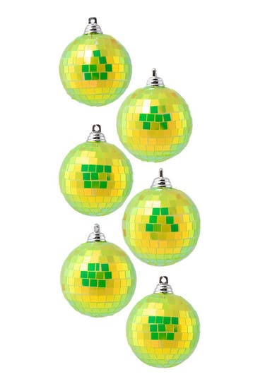 KIMU® 6x Discobal Ø 6 cm Klein Iridescent Geel Discobol Spie, Ophalen of Verzenden, Nieuw, Feestartikel, Carnaval