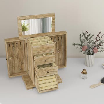 Houten Sieradenkast met Spiegel, Lades en Armbandrol - Organ, Verzenden, Nieuw