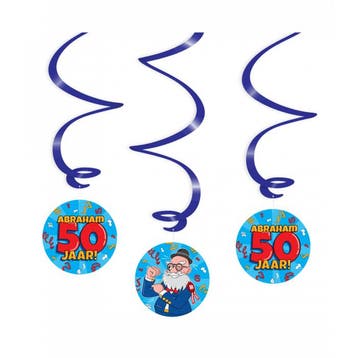 Swirl Hangdecoratie Abraham 50 Jaar, Verzenden, Nieuw, Feestartikel