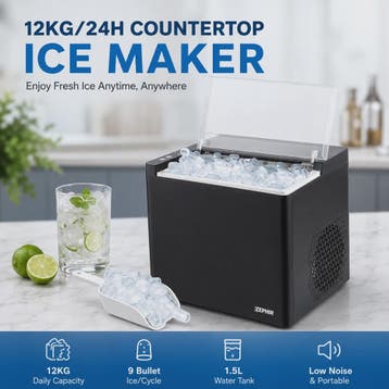Compacte IJsmachine voor aanrecht - 12KG/24H - Zelfreinigend, Verzenden, Nieuw