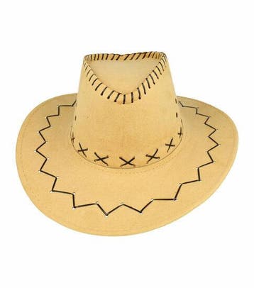Cowboyhoed - Western hoed met stiksel onesize - Beige, Nieuw