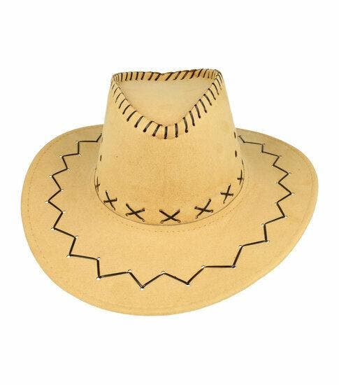 Cowboyhoed - Western hoed met stiksel onesize - Beige, Kleding | Dames, Hoeden en Petten