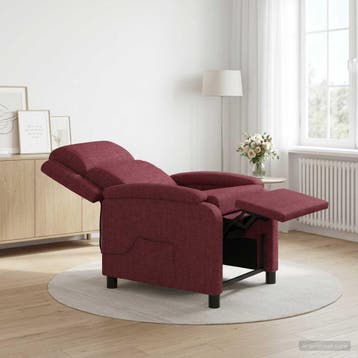 vidaXL Massage Recliner Wijnrood Stof, Verzenden, Nieuw