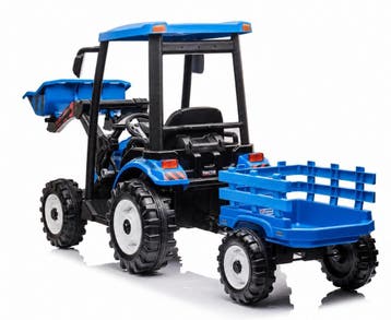 24V GIGA Tractor met frontlader + aanhanger blauw, 24V7ah, Ophalen of Verzenden, Nieuw