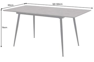 Eettafel APARTMENT 120-160 cm uitschuifbaar grijze steenlook, Ophalen of Verzenden, Nieuw