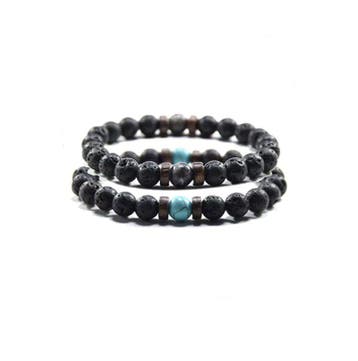 Edelsteen armband voor mannen - dubbel armbanden - lava -, Nieuw