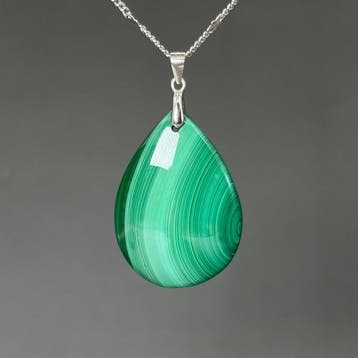 Snijwerk, Pendant - 32 mm - Malachiet