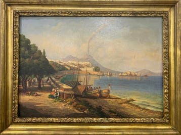 Italiaanse school (XIX) - Paesaggio, marina di Pozzuoli