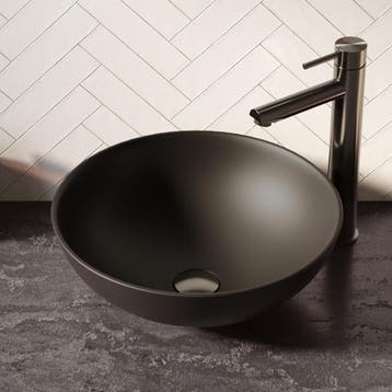 Brauer Bowl Waskom - Rond - 40 cm - Keramiek - Mat - Zwart, Ophalen of Verzenden, Nieuw
