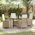 vidaXL Tuin eettafelset met kussen 5 pcs Beige poly rattan, Verzenden, Nieuw, Rotan, 5 zitplaatsen