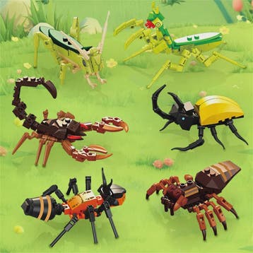 Bouwblokken Insecten Set: Vlinder, Bij, Mier, Sprinkhaan & M, Verzenden, Nieuw