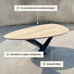 Eiken tafelblad kiezelvorm met facet, Verzenden, Nieuw