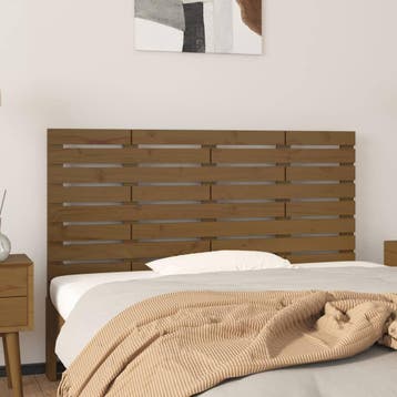 vidaXL Hoofdbord wandmontage 126x3x63 cm grenenhout, Verzenden, Nieuw, Bruin, Hout