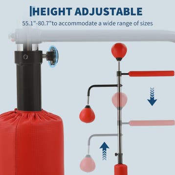 Vrijstaande Bokszak met 2 Speedballs & 360° Draaibalk - In H, Verzenden, Nieuw
