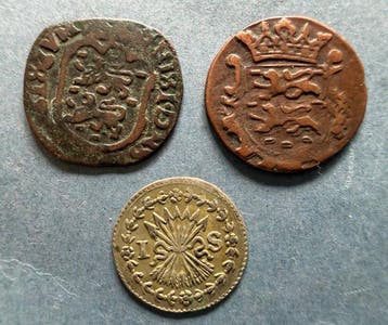 Nederland, Friesland. 1653-1738: duit 1753 en 1782 en, Postzegels en Munten, Munten | Nederland