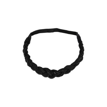 Haarband Gevlochten 2cm - Kraaltjes - Jersey - Zwart, Nieuw