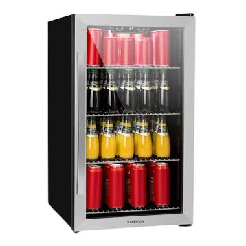Koelkast Mini Koelkast Drankenkoelkast Glazen Deur RVS, 85 tot 120 cm, Zonder vriesvak, 100 tot 150 liter, Refurbished