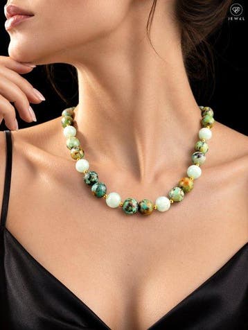 Afrikaanse Turquoise & Engelsteen Ketting - 925 Sterling