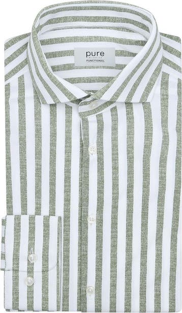 Pure Shirt Linen Optics Streep Groen maat 44 Heren, Verzenden, Nieuw, Groen, Pure