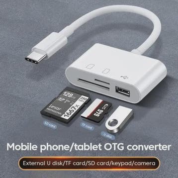 USB-C 3-in-1 Hub: SD/TF Kaartlezer & USB Poort voor Telefoon, Verzenden, Nieuw