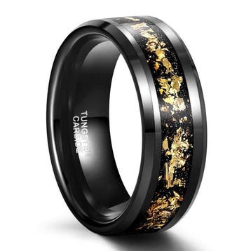 Gilded Night Ring van tungstencarbide — Precisie laserwerk