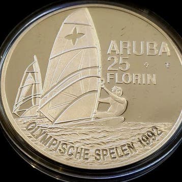 Aruba zilveren 25 Florin (Proof), Verzenden, Munten