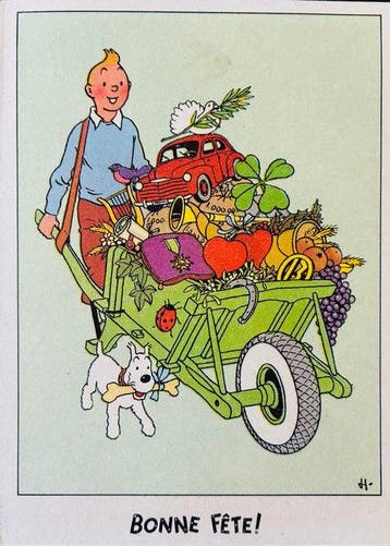 Tintin - 1 Tintin-1 wenskaart - fijne feestdagen - Casterman, Nieuw