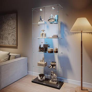 Moderne Glazen Vitrinekast met LED Verlichting - 5 Lagen, 2, Huis en Inrichting, Verzenden, Nieuw