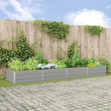 vidaXL Plantenbak Lichtgrijs 385 x 100 x 45 cm, 100 cm of meer, Verzenden, Nieuw, Metaal