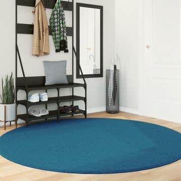 vidaXL Vloerkleed OVIEDO laagpolig Ø 200 cm turquoise, Verzenden, Nieuw, Blauw