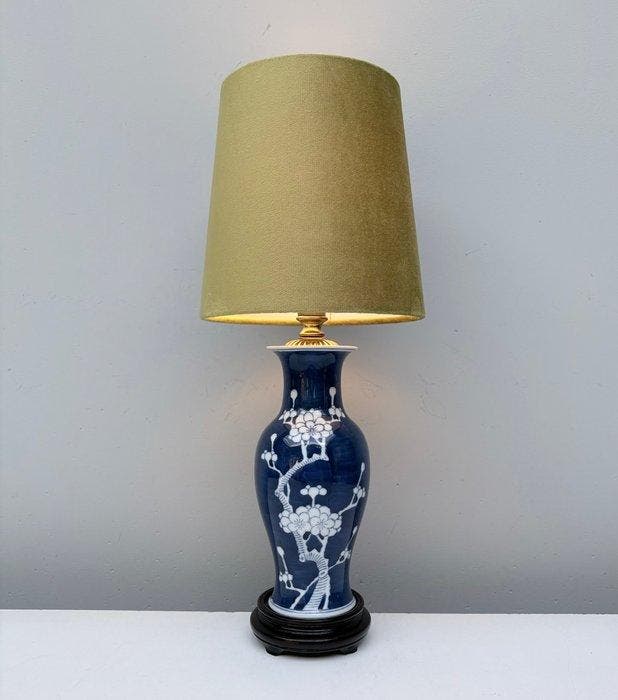 Tafellamp - Messing, Porselein, Hout, Antiek en Kunst, Kunst | Designobjecten