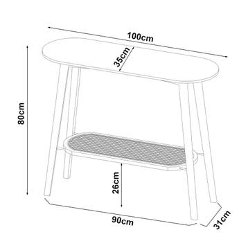 Console tafel Taivalkoski sidetable 80x35x100 cm zwart en ro, Verzenden, Nieuw