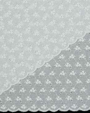 Broderie Katoen Bloemen Wit, Hobby en Vrije tijd, Stoffen en Lappen, Nieuw, Wit