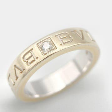 Bvlgari - Ring - BB Double Logo with A Diamond - 18 karaat, Sieraden, Tassen en Uiterlijk, Ringen, Nieuw