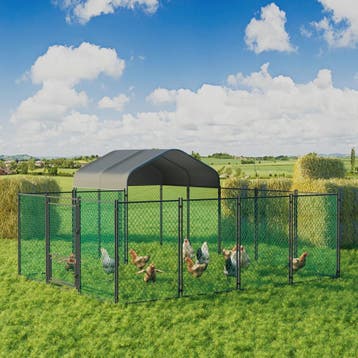 Grote Metalen Kippenren met Overkapping - 12.9x10.2x5.1ft, Verzenden, Nieuw