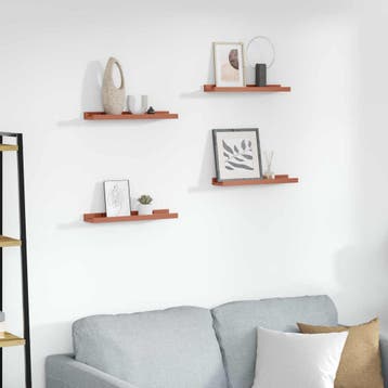 vidaXL Wandplank met plank 4 pcs Rood 40 x 9 x 3 cm Bewerkt, Huis en Inrichting, Woonaccessoires | Wandplanken en Boekenplanken