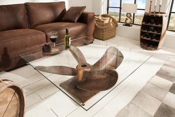 Maritieme salontafel OCEAN L 85cm antiek koper met, Ophalen of Verzenden, Nieuw