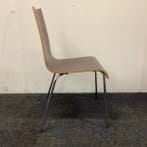 kantinestoel, stapelstoel, bruin - chroom, Huis en Inrichting, Stoelen, Ophalen of Verzenden, Gebruikt, Eén