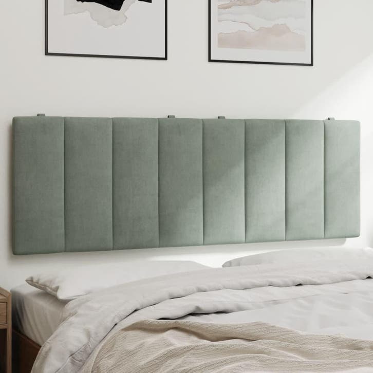 vidaXL Hoofdbordkussen Hanko 140 cm velvet lichtgrijs, Huis en Inrichting, Slaapkamer | Bedden, Grijs, Nieuw, Stof, Verzenden