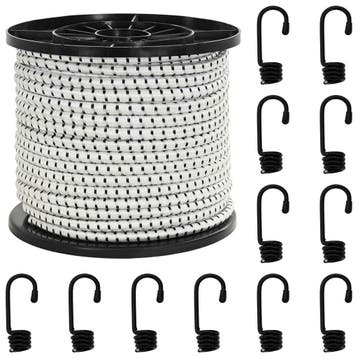 vidaXL Bungee Koorden met Haken 10 mm Zwart en Wit PP en, Verzenden, Nieuw