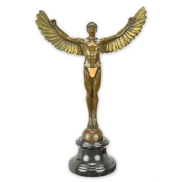 sculptuur, A Stunning Bronze Sculpture of Icarus with Wings
