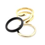 Bicolor gouden 3-delige ring; Georg Jensen, Gebruikt, Overige kleuren, Ophalen of Verzenden, Kleiner dan 17