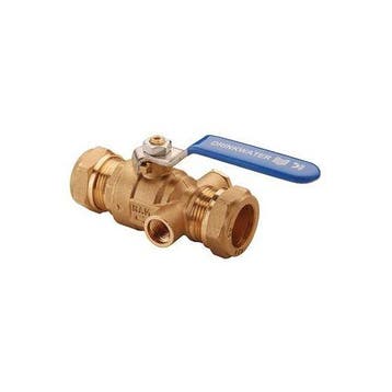 Raminex kogelkraan 28mm knel + aftap 1/4, Doe-het-zelf en Verbouw, Ophalen of Verzenden, Nieuw