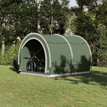 vidaXL Fietstent met dak met opslag Groen 256 x 222 x 182 cm, Verzenden, Nieuw, Tot en met 2