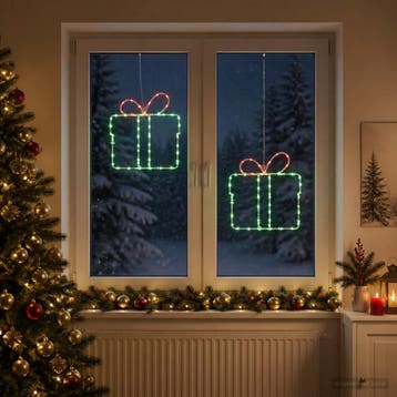 vidaXL Kerst-raamsilhouet met verlichting LOVIISA 2 st 160, Verzenden, Nieuw