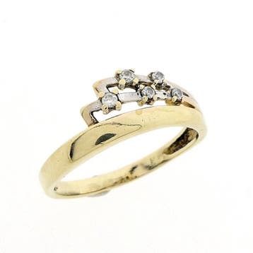 8 karaat bicolor ring met zirconia, Gebruikt, Overige kleuren, 20 of groter, Ophalen of Verzenden