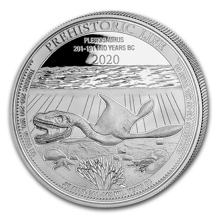 Congo Prehistoric Life Plesiosaurus 1 oz 2020, Postzegels en Munten, Munten | Afrika, Losse munt, Zilver, Overige landen, Verzenden