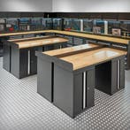 Datona Werkbank PRO eiken - 8 opbergkasten - 200 cm - zwart, Ophalen of Verzenden, Nieuw